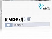 Торасемид, таблетки 5мг, 30 шт, Озон Фарм ООО